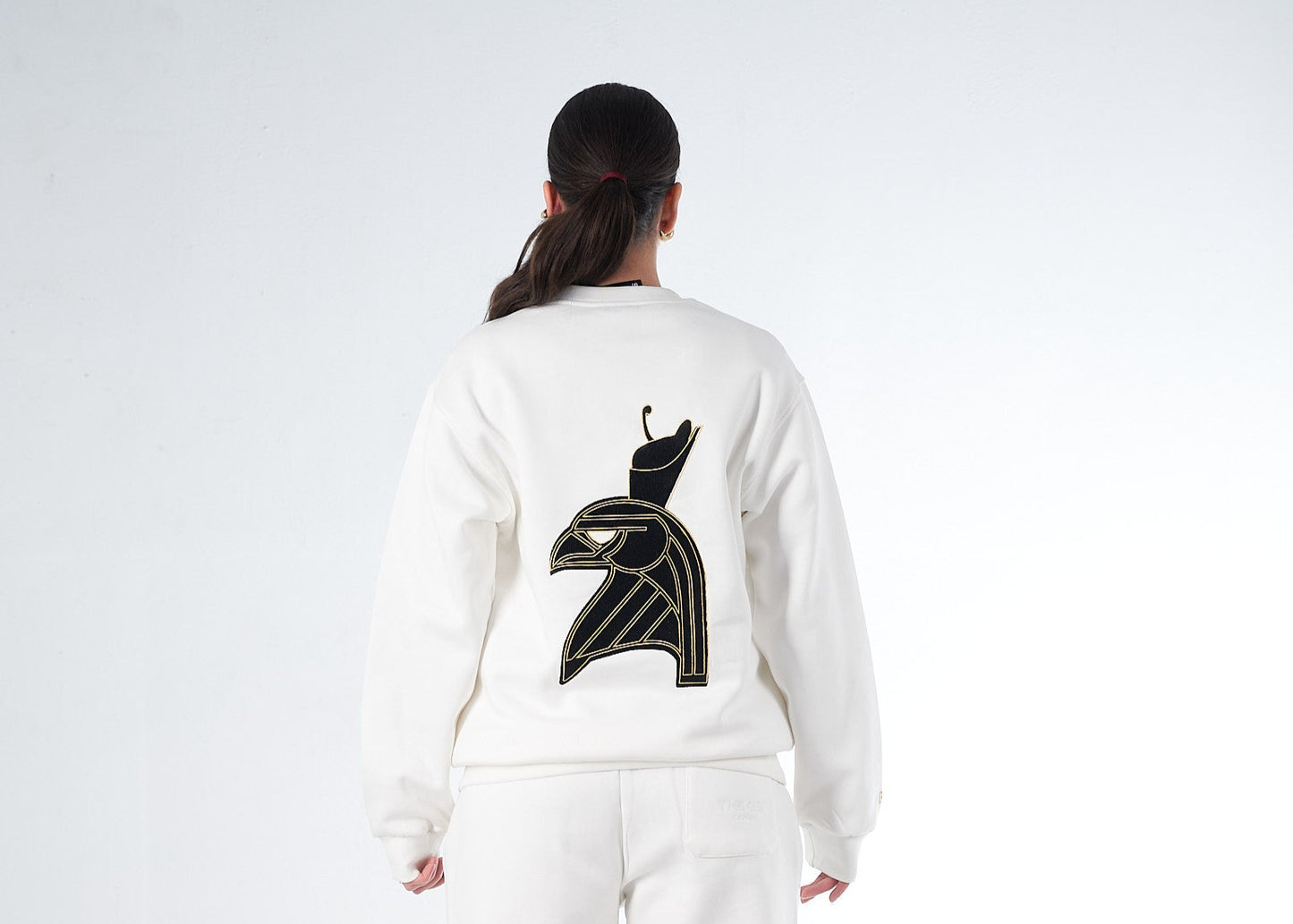 White Shedy Horus Crewneck – The Divine Protector